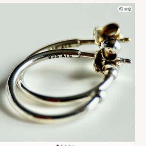 Pandora Compose Small Smooth Silver Hoop Earrings 290654 925 ALE‎ Retired